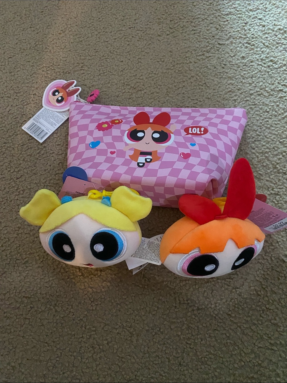 Powerpuff Girls Plush Duo with Pink Patterned Pouch - Blossom & Bubbles